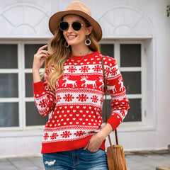 Christmas Sweater Snowflake Pullover Women front view