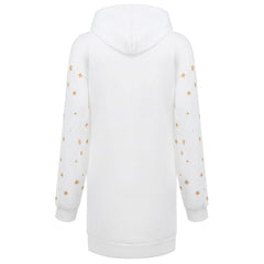 Christmas Hot Sale Printed Mid-Length Pocket Hooded Long-Sleeved Sweater front view
