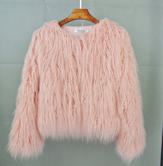 Colorful Boho Furry Faux Fur Coat Plus Size Women Fur Coats Autumn Winter Faux Fur Shaggy Jacket Fourrure Bontjas