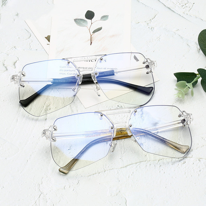Anti-Blue Glasses Rimless Flat Glasses Men front view