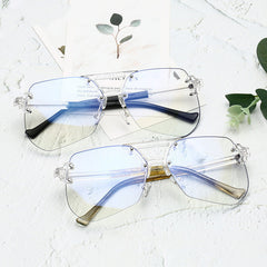 Anti-Blue Glasses Rimless Flat Glasses Men front view