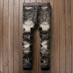 Men's Versatile Fashionable And Comfortable Embroidered Jeans