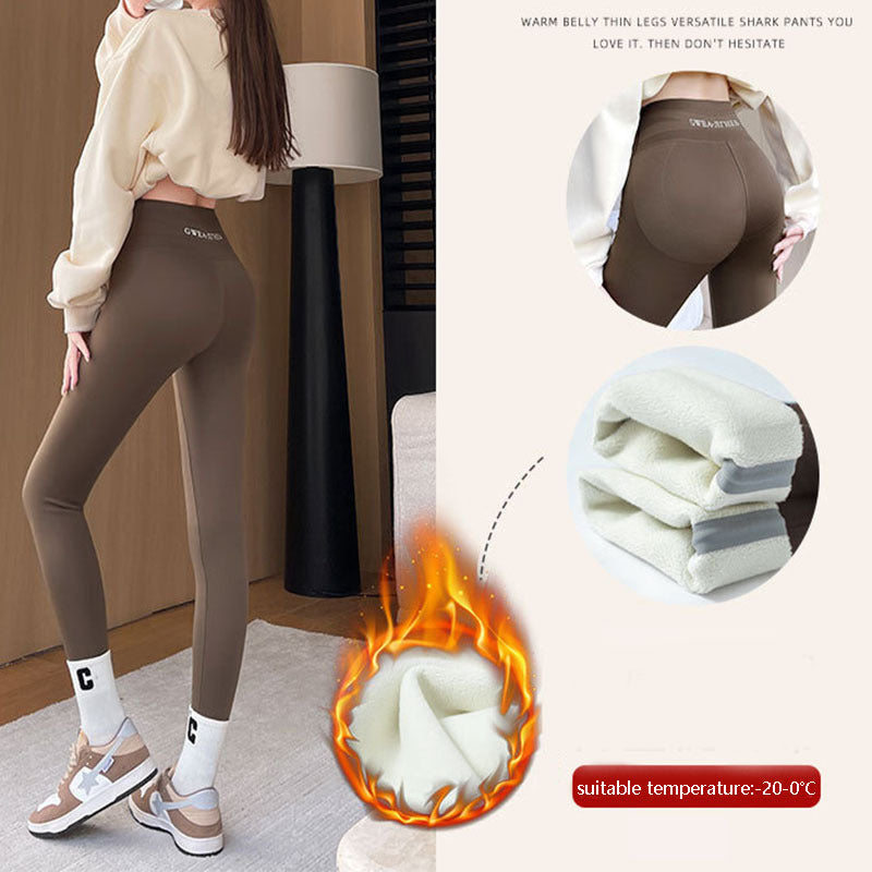 Fleece Thickened Leggings Winter Shark Pants for Women front view