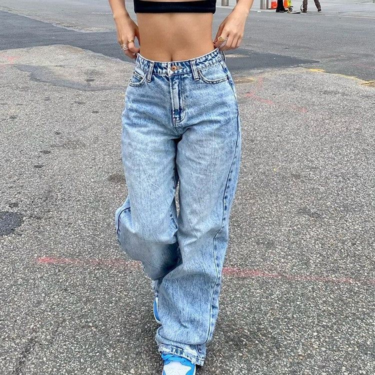 European And American Slim Fashion Jeans Woman front view