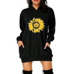 Christmas Hot Sale Printed Mid-Length Pocket Hooded Long-Sleeved Sweater front view