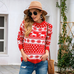 Christmas Sweater Snowflake Pullover Women front view