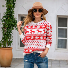 Christmas Sweater Snowflake Pullover Women front view