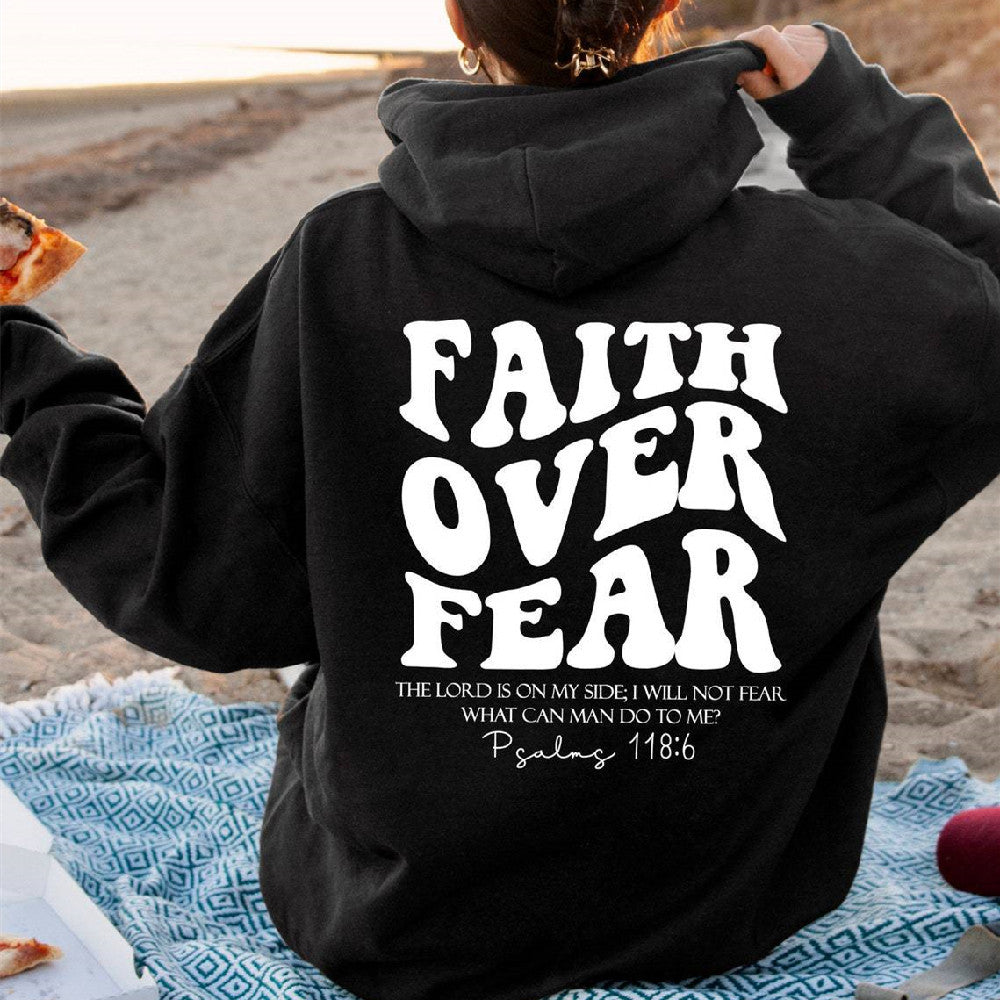 Faith Over Fear Sweatshirt Christian Shirt Bible Verse Hoodie front view
