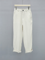 Men's Pure Color Minimal Versatile Fashion And Handsome High-grade Twill Loose Straight Casual Suit Pants
