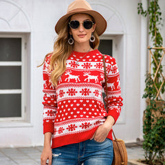 Christmas Sweater Snowflake Pullover Women front view