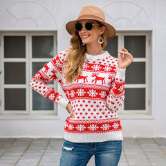 Christmas Sweater Snowflake Pullover Women front view