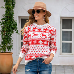 Christmas Sweater Snowflake Pullover Women front view