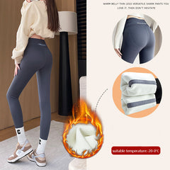 Fleece Thickened Leggings Winter Shark Pants for Women front view