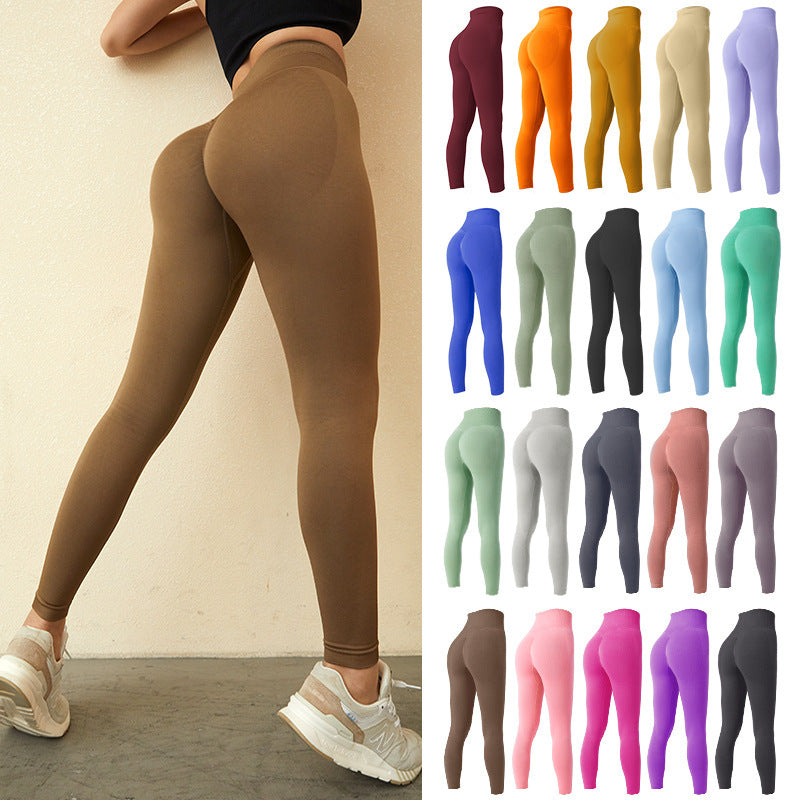 Seamless Leggings Yoga Pants Tummy Control Workout Running Yoga Leggings For Women front view
